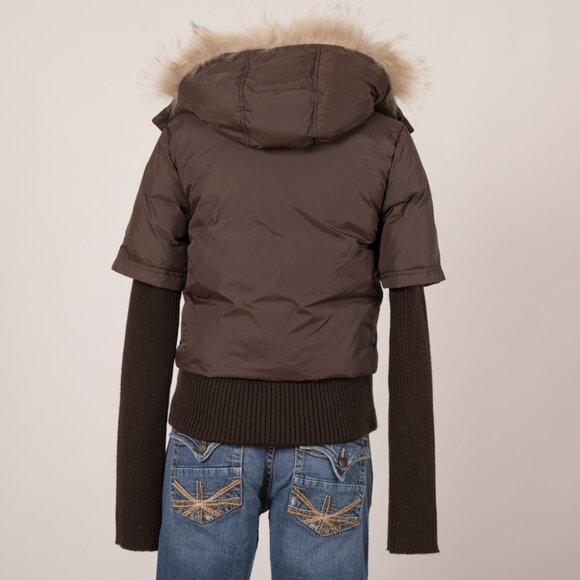 DEHA Espresso brown Down Puffer Jacket with Faux Fur Hood - Picture 3 of 6